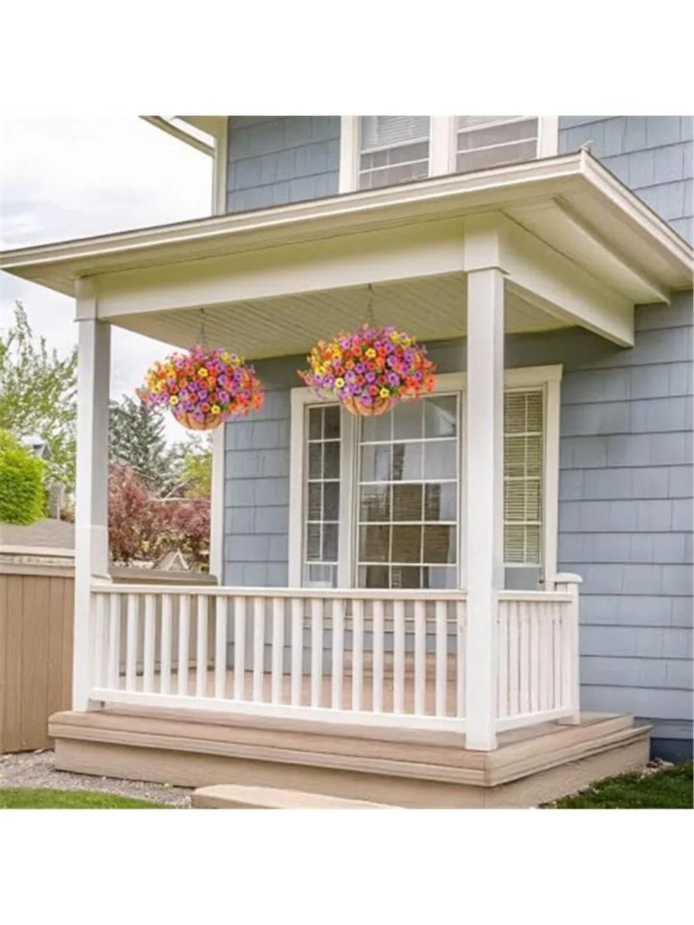 Artificial Hanging Daisy Basket UV Resistant Faux Flowers Patio Porch Decor